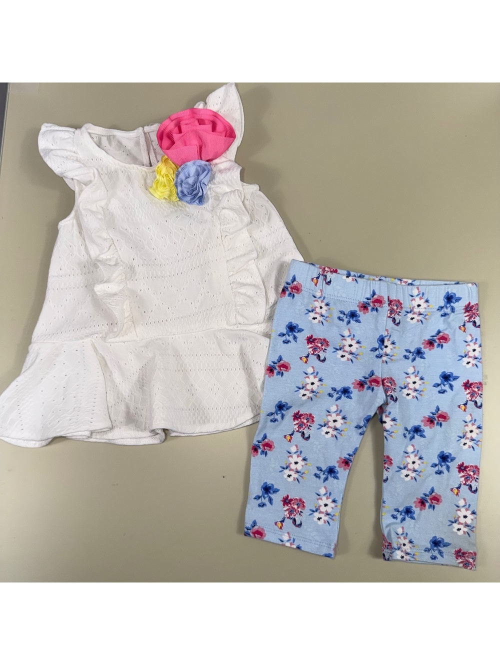 Rare Editions Baby Girls 12M Floral Capri Outfit Set